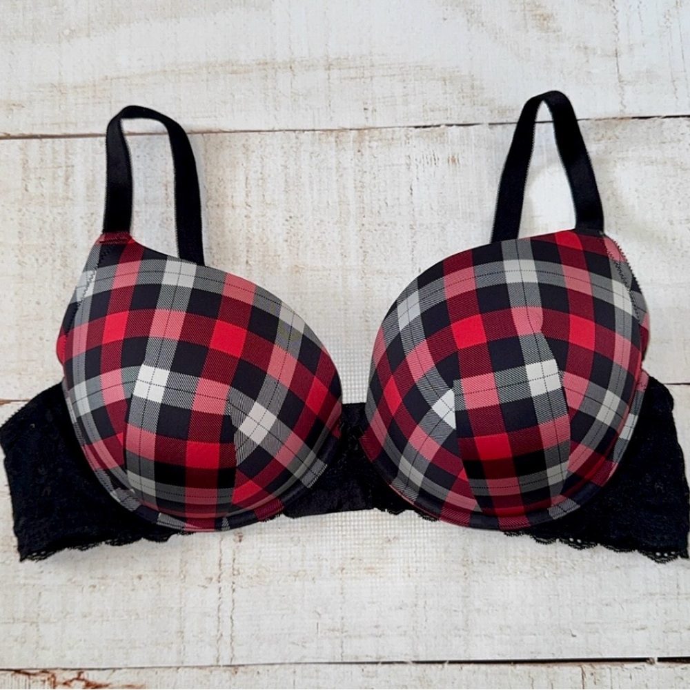 Torrid Push Up Plunge Underwire Plaid Bra